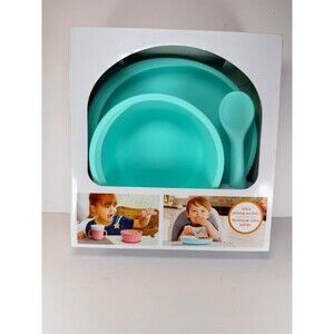 Munchkin C’est Silicone Infant Self Feeding Set Suction Plate Bowl Spoon Mint